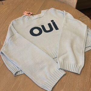 Oui Light Blue crop Sweater, new